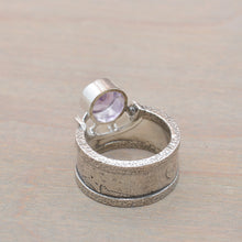 Load image into Gallery viewer, Back of amethyst ring in sterling silver

