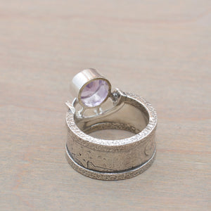 Back of amethyst ring in sterling silver