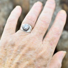 Load image into Gallery viewer, Sparkly cubic zirconia ring in a hand crafted setting of sterling silver. (R705)
