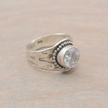 Load image into Gallery viewer, Sparkly cubic zirconia ring in a hand crafted setting of sterling silver. (R705)
