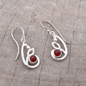 Red carnelian earrings front