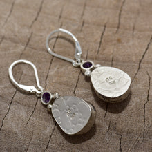 Load image into Gallery viewer, Enamel earrings in tones of pink and purple accented with sparkly amethysts (E762)
