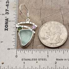 Load image into Gallery viewer, Pale aqua sea glass earrings in hand crafted settings of sterling silver (E774)
