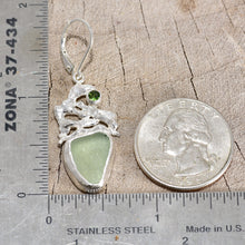 Load image into Gallery viewer, Pale seafoam green sea glass earrings in hand crafted settings of sterling silver (E777)
