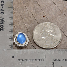 Load image into Gallery viewer, Cornflower blue sea glass post earrings in hand crafted settings of sterling silver (E783)
