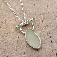 Load image into Gallery viewer, Pale green sea glass necklace in a hand crafted setting of sterling silver. (N788)
