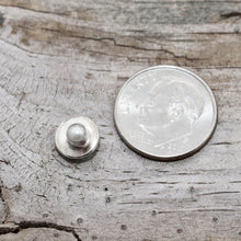 Load image into Gallery viewer, Pearl stud earrings in handmade sterling silver bezel settings. (E88)
